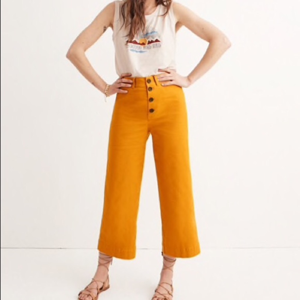 Madewell wide leg culottes size 31 mustard yellow